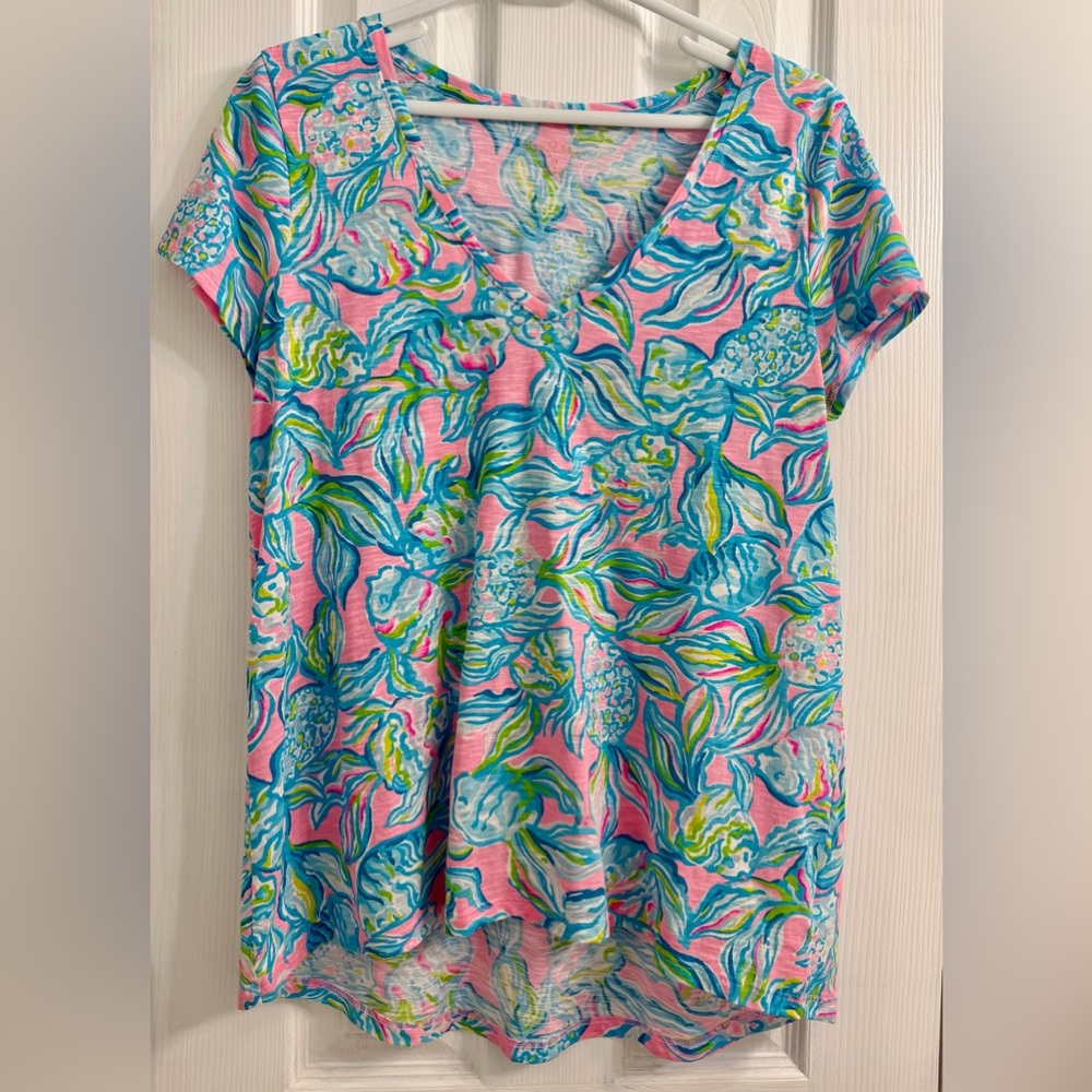 Lilly Pulitzer Pink Tropical V-Neck Swim Coverup